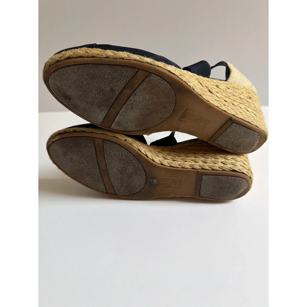 Lauren Ralph Lauren Navy Blue Elastic Strap Espadrille Wedge Sandals SZ 9.5